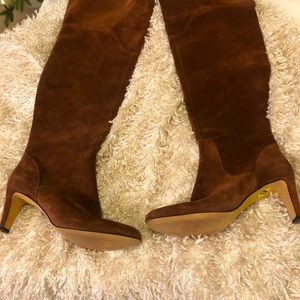 Vince Camuto Womens Corinne Brown Over Knee Boots